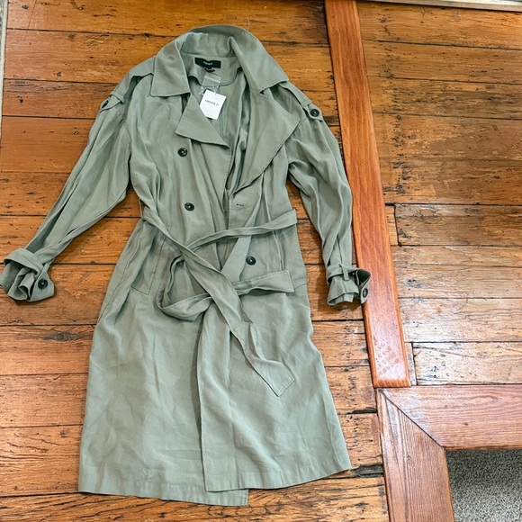 Forever 21 Jackets & Blazers - Forever 21 Light Sage Double-Breasted Trench Coat